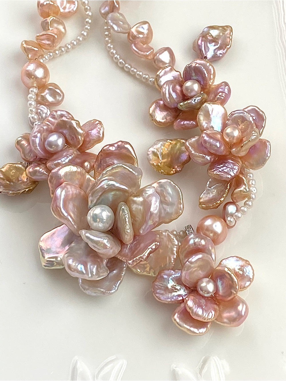 N314-Premium Sakura Pink Petal Pearl 5 Flowers With A Detachable Flower Pendant - Picture 15 of 15